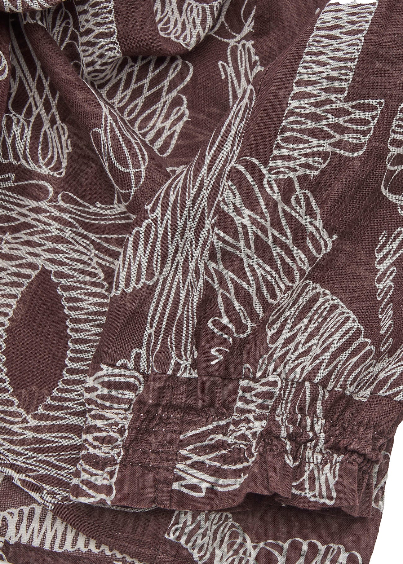 CHANEL Langarmbluse, Coco Mark Ribbon, 100 % Baumwolle, Braun, goldfarbene Metallteile, gebraucht