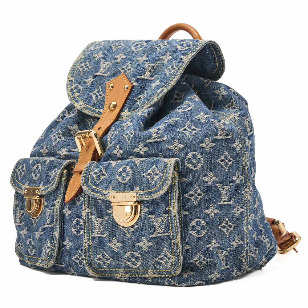 Louis Vuitton Shoulder Backpack Bag, Monogram Denim, Blue, Gold-Tone Hardware, Pre-Owned - Vintage La Charme