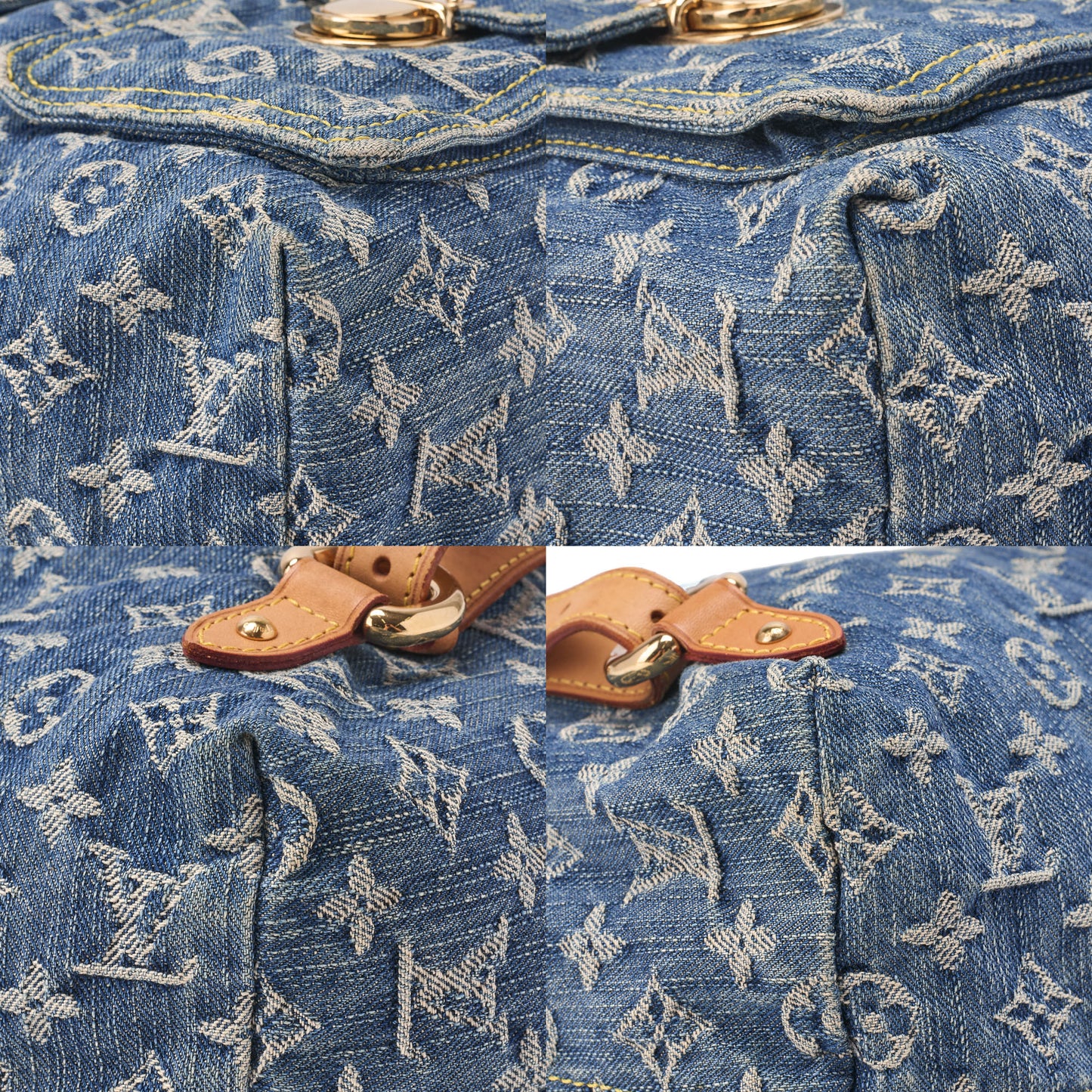 Louis Vuitton Shoulder Backpack Bag, Monogram Denim, Blue, Gold-Tone Hardware, Pre-Owned - Vintage La Charme