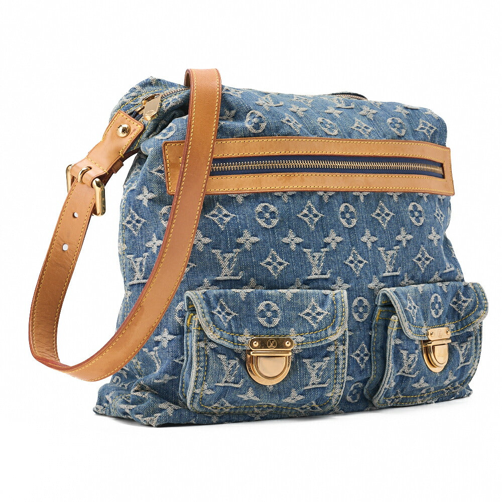 Louis Vuitton Umhängetasche, Monogram Denim, Blau, Goldfarbene Hardware, Gebraucht