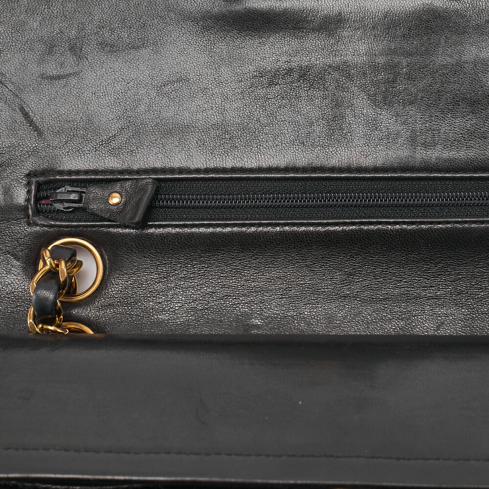 CHANEL Chain Shoulder Bag Matelasse Double Flap Lambskin Black Gold-Tone Hardware Pre-Owned - Vintage La Charme