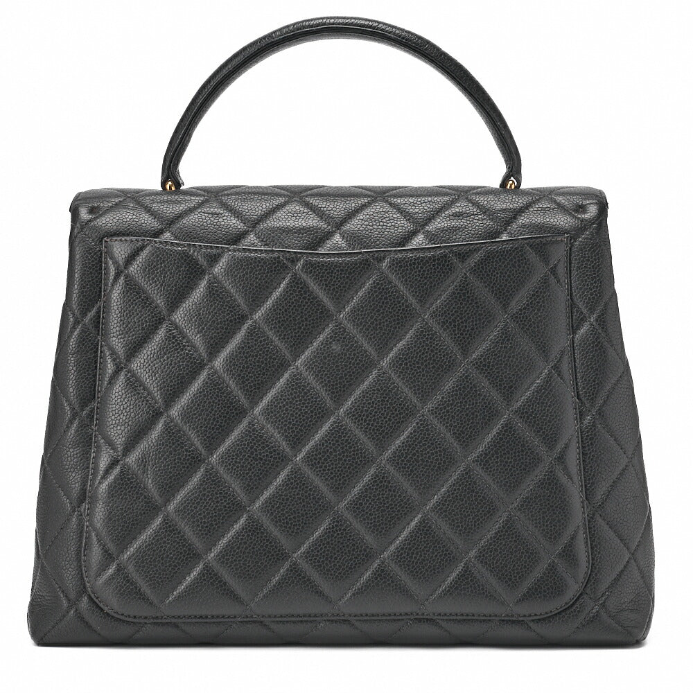 CHANEL Handbag Matelasse Turn Lock Caviar Skin Black Gold-Tone Hardware Pre-Owned - Vintage La Charme