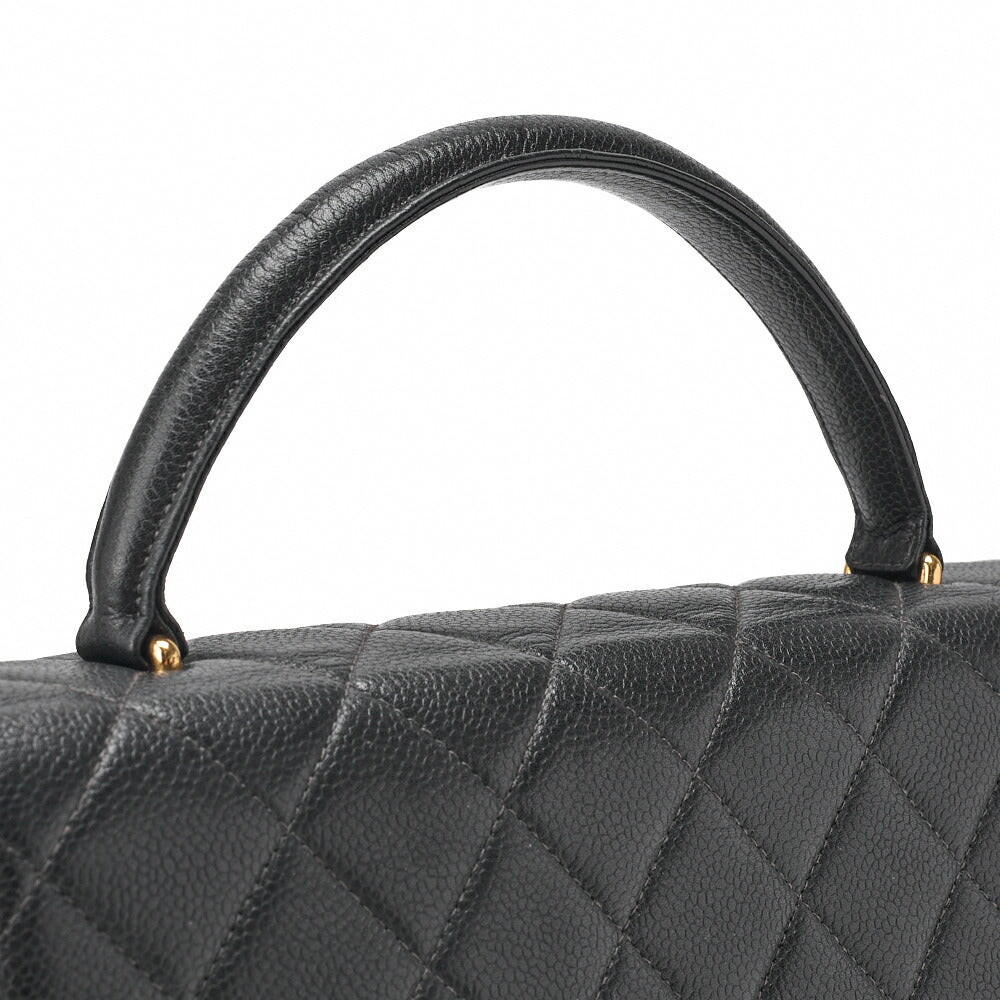 CHANEL Handbag Matelasse Turn Lock Caviar Skin Black Gold-Tone Hardware Pre-Owned - Vintage La Charme