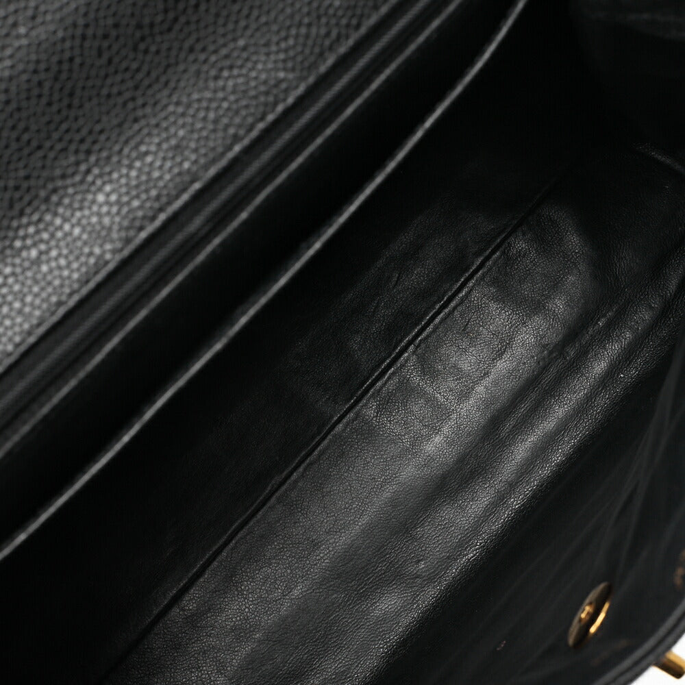 CHANEL Handbag Matelasse Turn Lock Caviar Skin Black Gold-Tone Hardware Pre-Owned - Vintage La Charme