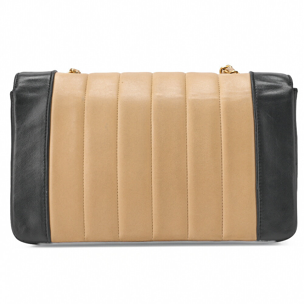 CHANEL Shoulder Bag Mademoiselle Lambskin Beige and Black Gold-Tone Hardware Pre-Owned - Vintage La Charme