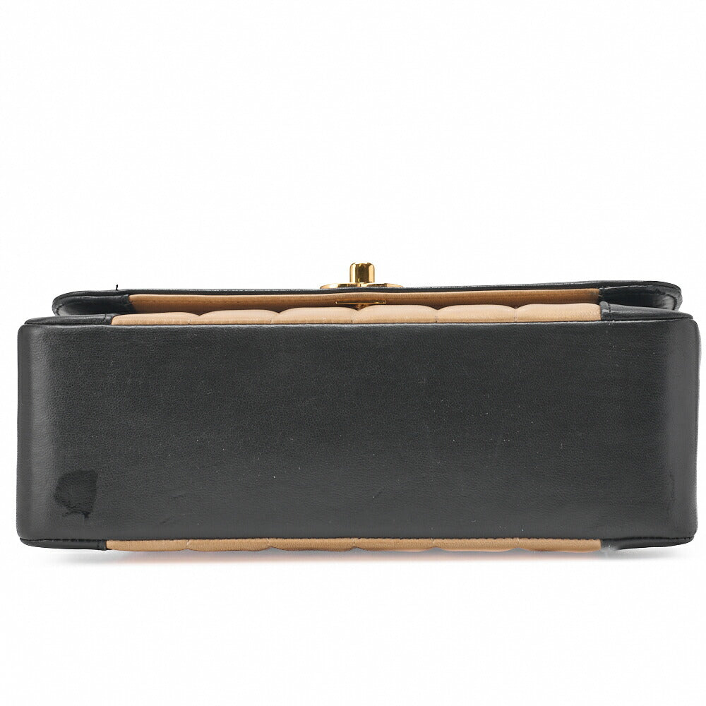 CHANEL Shoulder Bag Mademoiselle Lambskin Beige and Black Gold-Tone Hardware Pre-Owned - Vintage La Charme