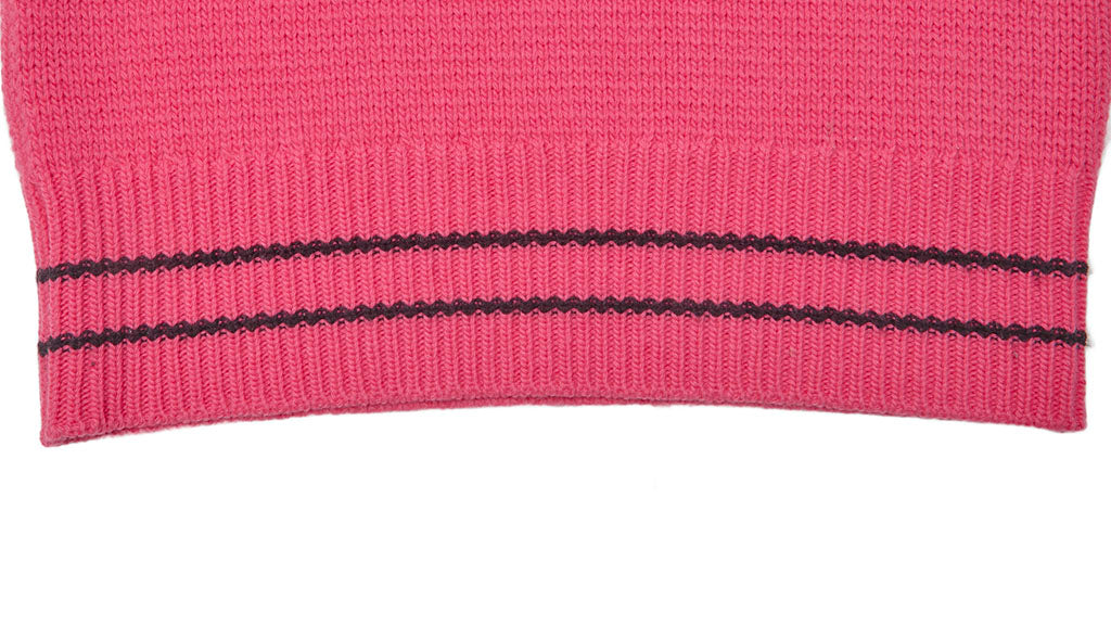 Dior T-Shirt, Kurzarm, Schnittmuster, Woll-Kaschmir-Mischung, Pink, silberfarbene Metallteile, gebraucht