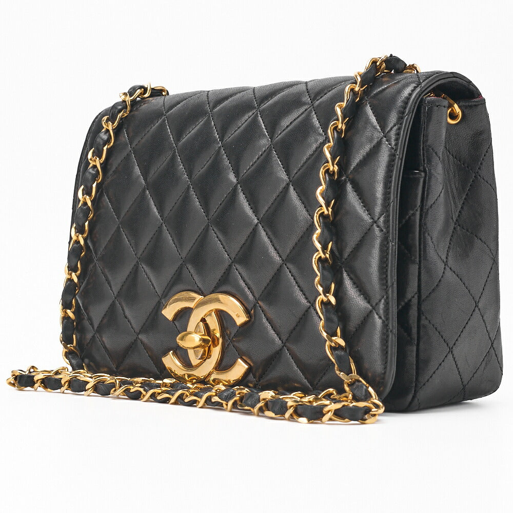 CHANEL Shoulder Bag Matelasse Lambskin Black Gold-Tone Hardware Pre-Owned - Vintage La Charme