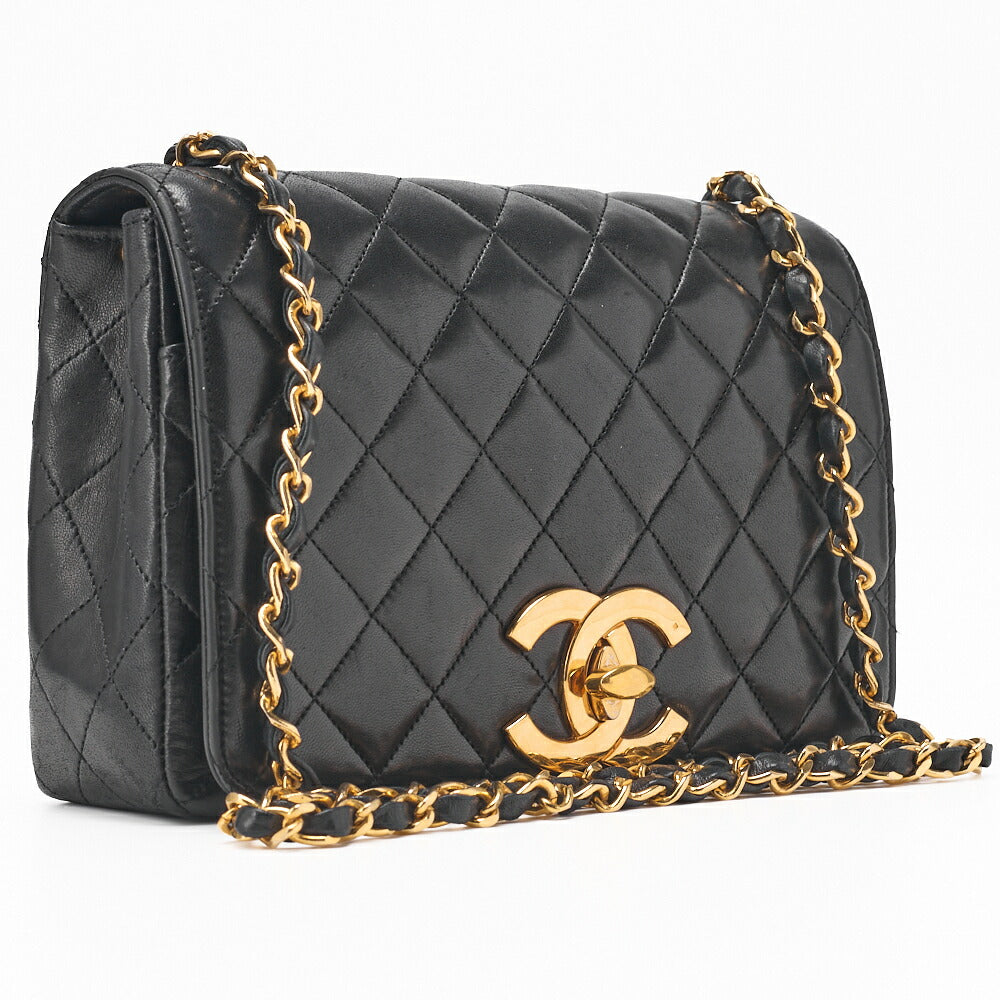 CHANEL Shoulder Bag Matelasse Lambskin Black Gold-Tone Hardware Pre-Owned - Vintage La Charme