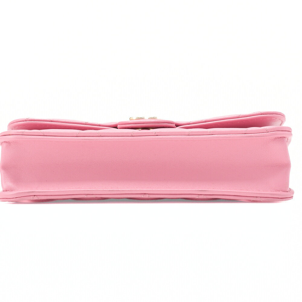 CHANEL Chain Shoulder Bag Mini Matelasse Push Lock Lambskin Pink Gold-Tone Hardware Pre-Owned - Vintage La Charme