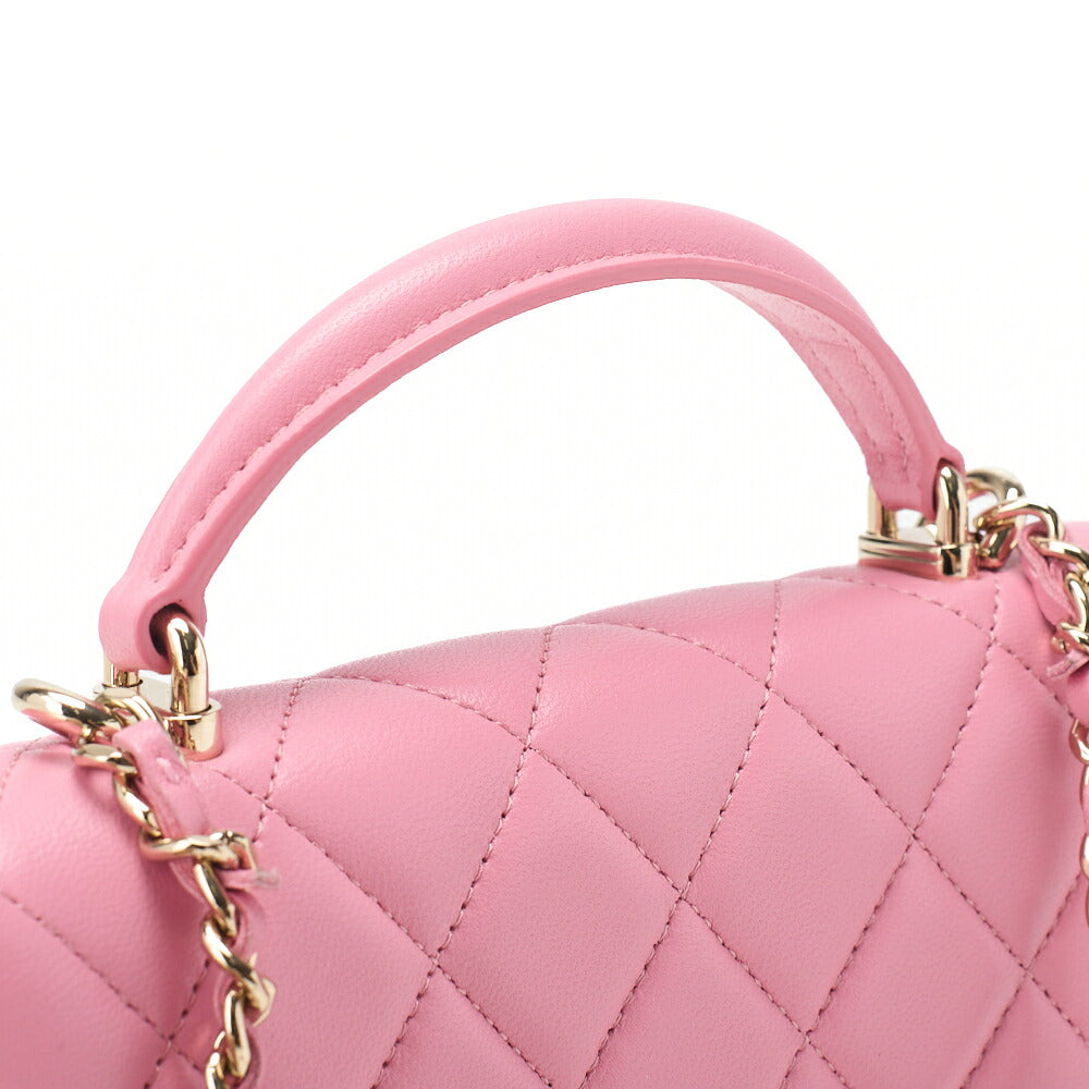 CHANEL Chain Shoulder Bag Mini Matelasse Push Lock Lambskin Pink Gold-Tone Hardware Pre-Owned - Vintage La Charme