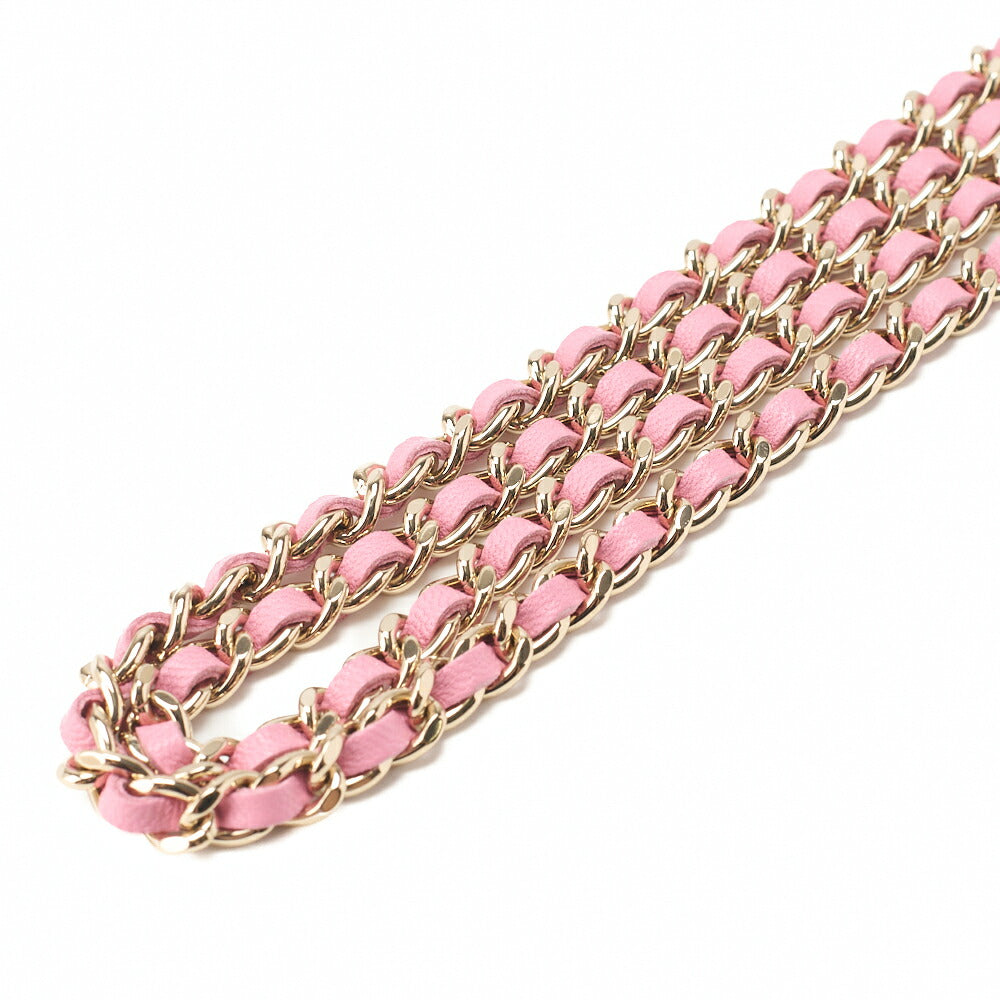 CHANEL Chain Shoulder Bag Mini Matelasse Push Lock Lambskin Pink Gold-Tone Hardware Pre-Owned - Vintage La Charme