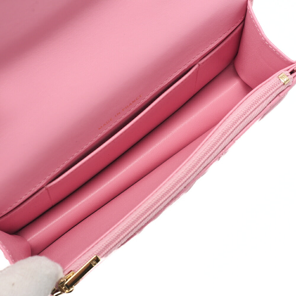 CHANEL Chain Shoulder Bag Mini Matelasse Push Lock Lambskin Pink Gold-Tone Hardware Pre-Owned - Vintage La Charme