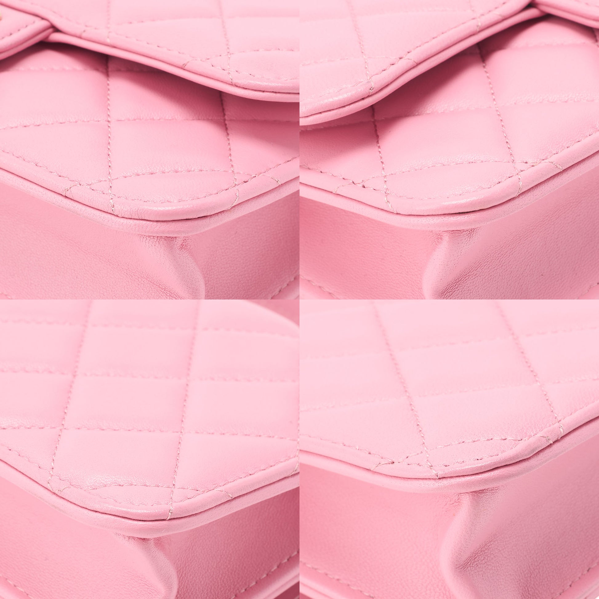 CHANEL Chain Shoulder Bag Mini Matelasse Push Lock Lambskin Pink Gold-Tone Hardware Pre-Owned - Vintage La Charme