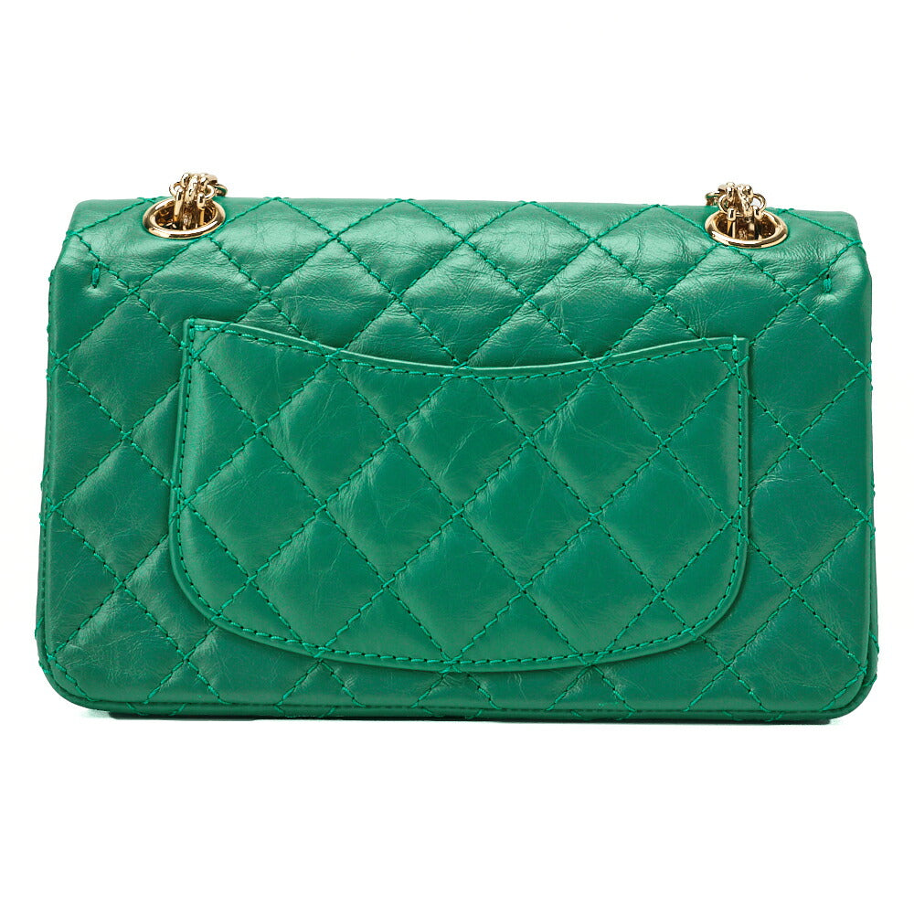 CHANEL Chain Shoulder Bag Matelasse 2.55 Vintage Calf Green Gold-Tone Hardware Pre-Owned - Vintage La Charme