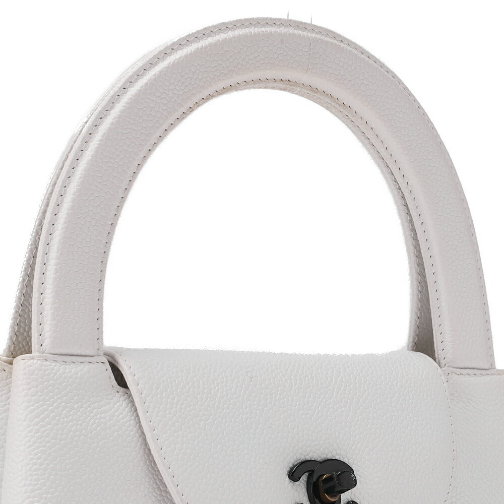 CHANEL Handbag Mini Kelly Type Caviar Skin White Gold-Tone Hardware Pre-Owned - Vintage La Charme