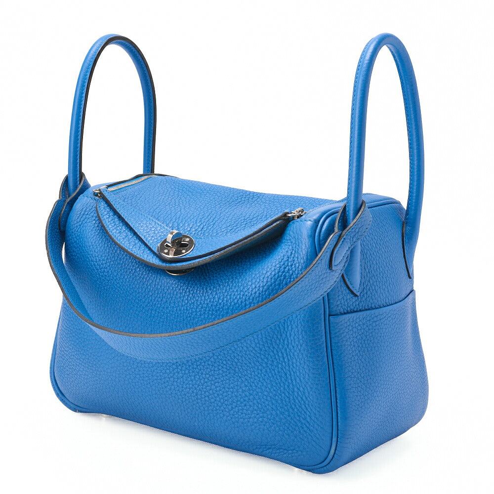 HERMES Shoulder Bag Lindy 26 2WAY Tryon Clemence Blue Zanzibar Gold-Tone Hardware Pre-Owned - Vintage La Charme