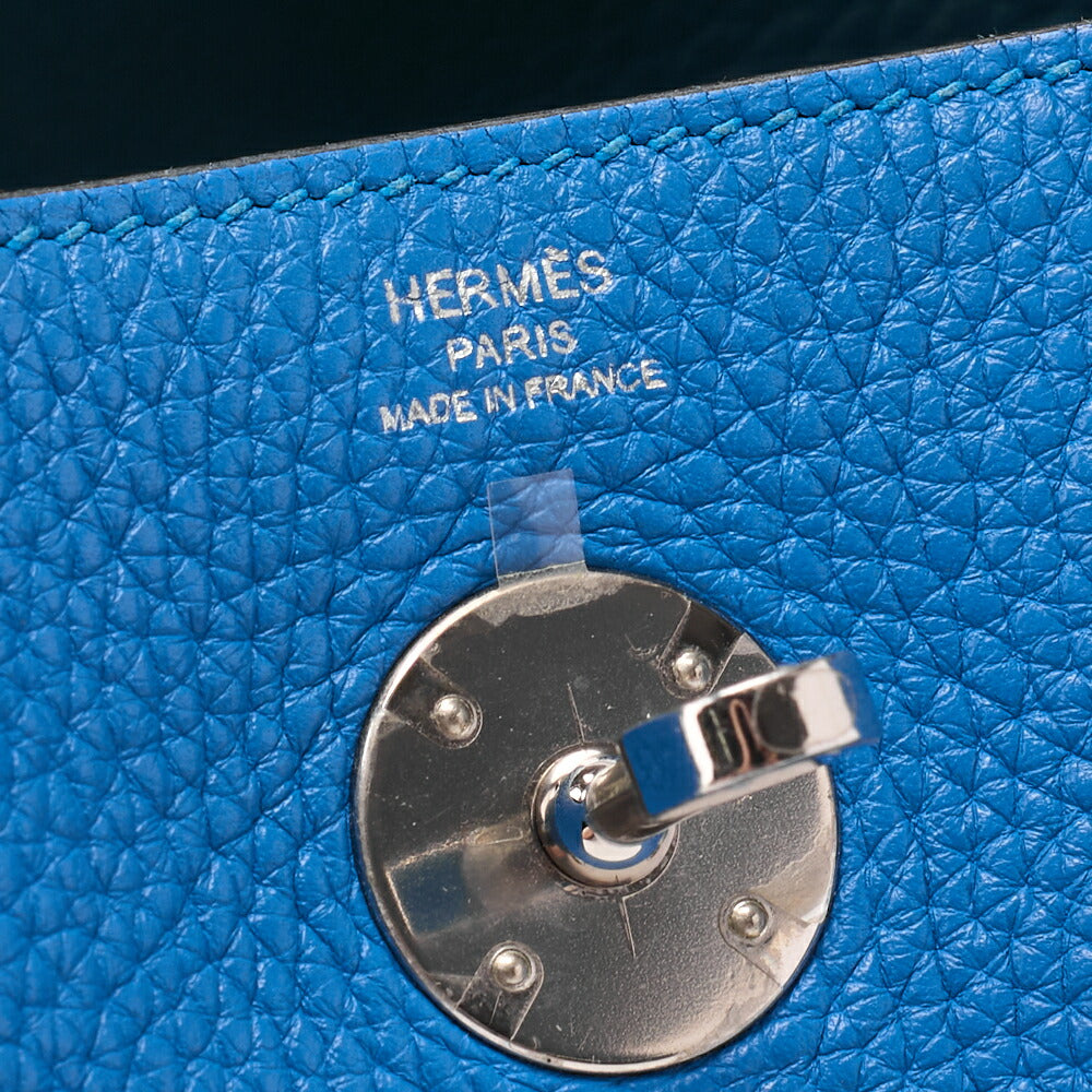 HERMES Shoulder Bag Lindy 26 2WAY Tryon Clemence Blue Zanzibar Gold-Tone Hardware Pre-Owned - Vintage La Charme
