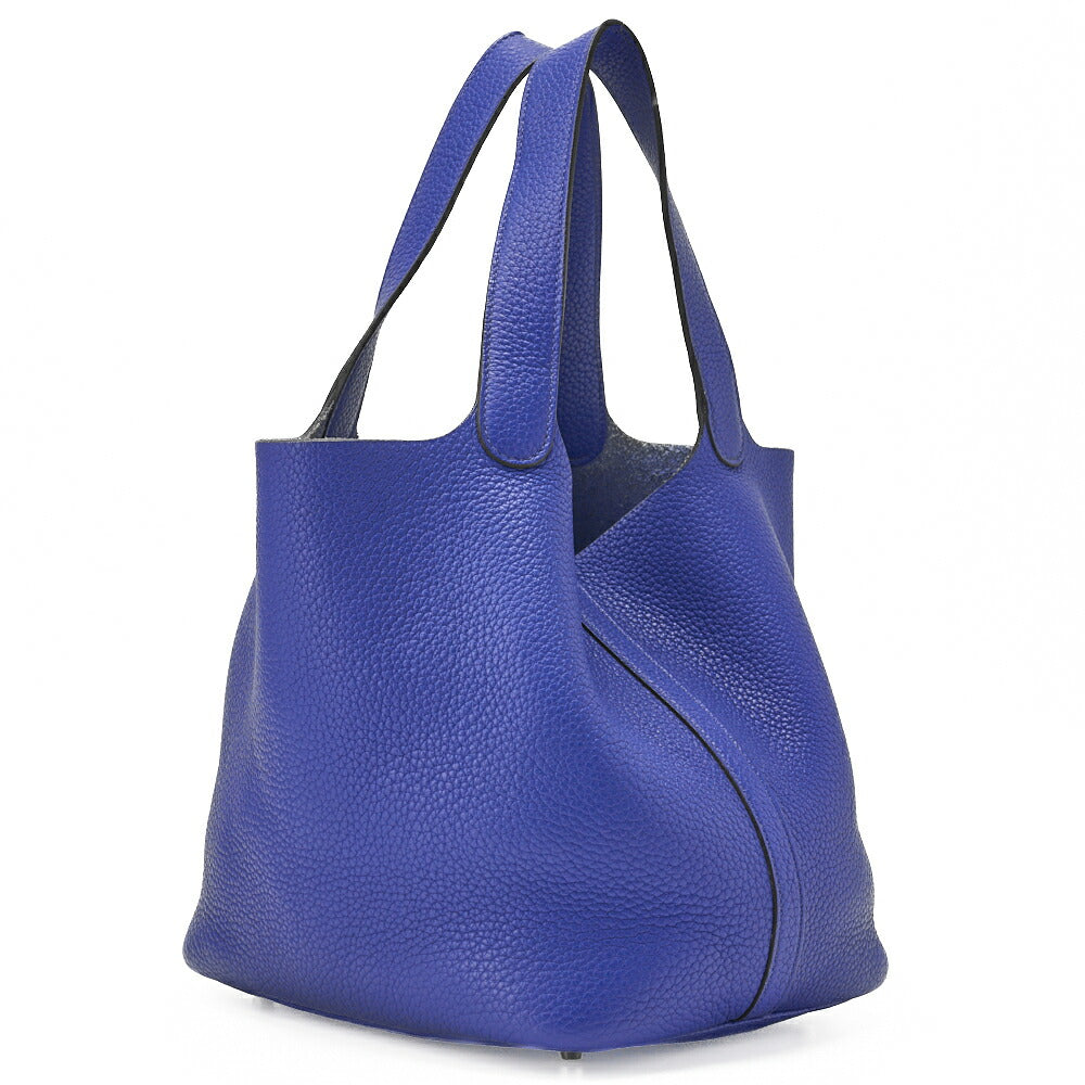 HERMES Picotin Lock MM Handbag, Tryon Clemence, Blue Electric, Silver-Tone Hardware, Pre-Owned - Vintage La Charme