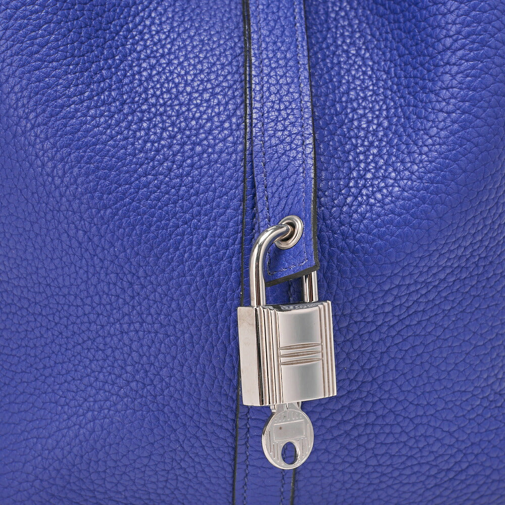 HERMES Picotin Lock MM Handbag, Tryon Clemence, Blue Electric, Silver-Tone Hardware, Pre-Owned - Vintage La Charme