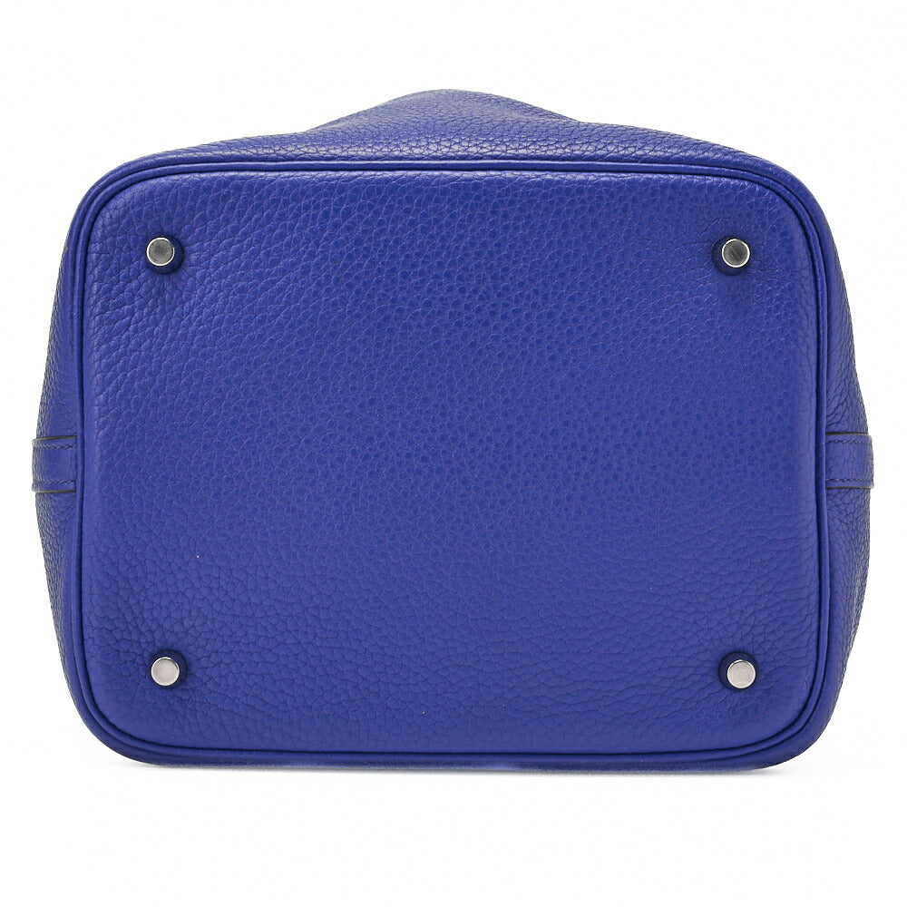 HERMES Picotin Lock MM Handbag, Tryon Clemence, Blue Electric, Silver-Tone Hardware, Pre-Owned - Vintage La Charme