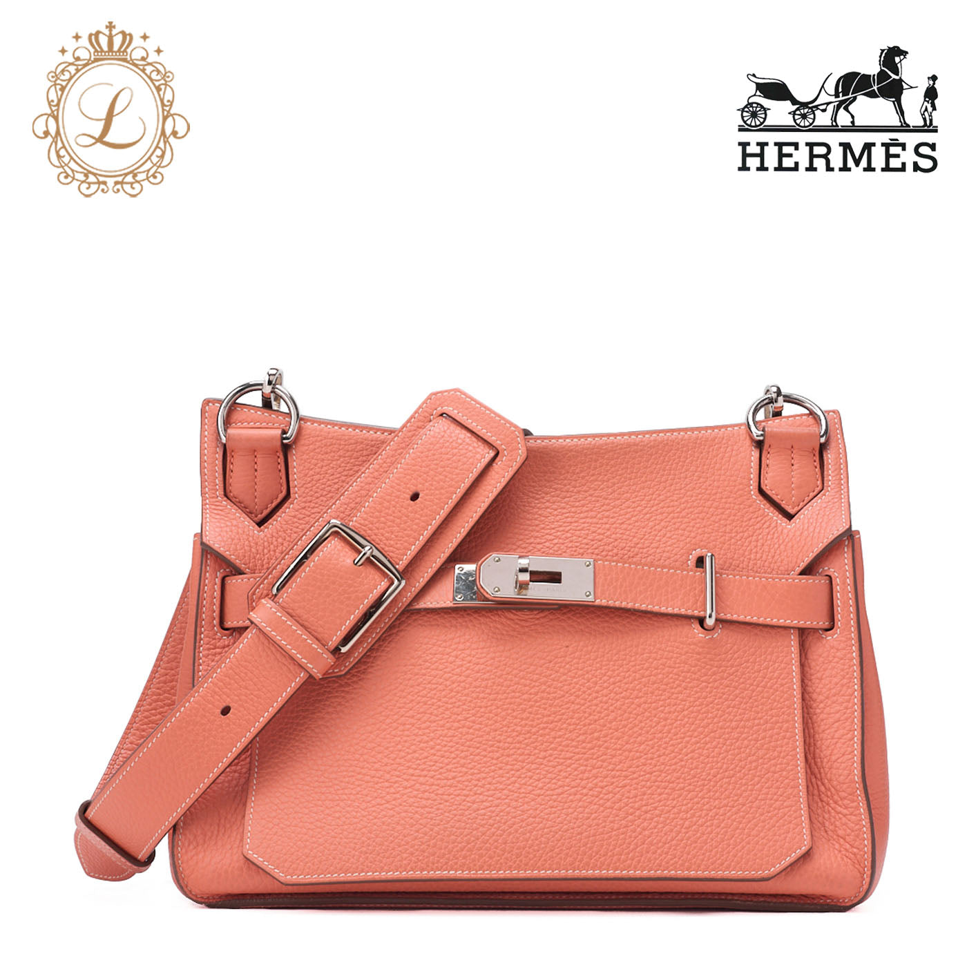 HERMES Gypsiere 30 Shoulder Bag Tryon Clemence Crevette Silver-Tone Hardware Pre-Owned - Vintage La Charme