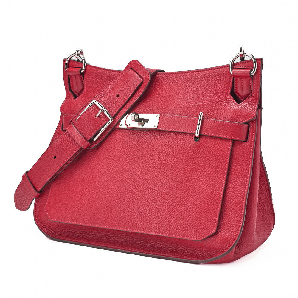 HERMES Gypsiere 34 Shoulder Bag Tryon Clemence Rouge Casaque Silver-Tone Hardware Pre-Owned - Vintage La Charme
