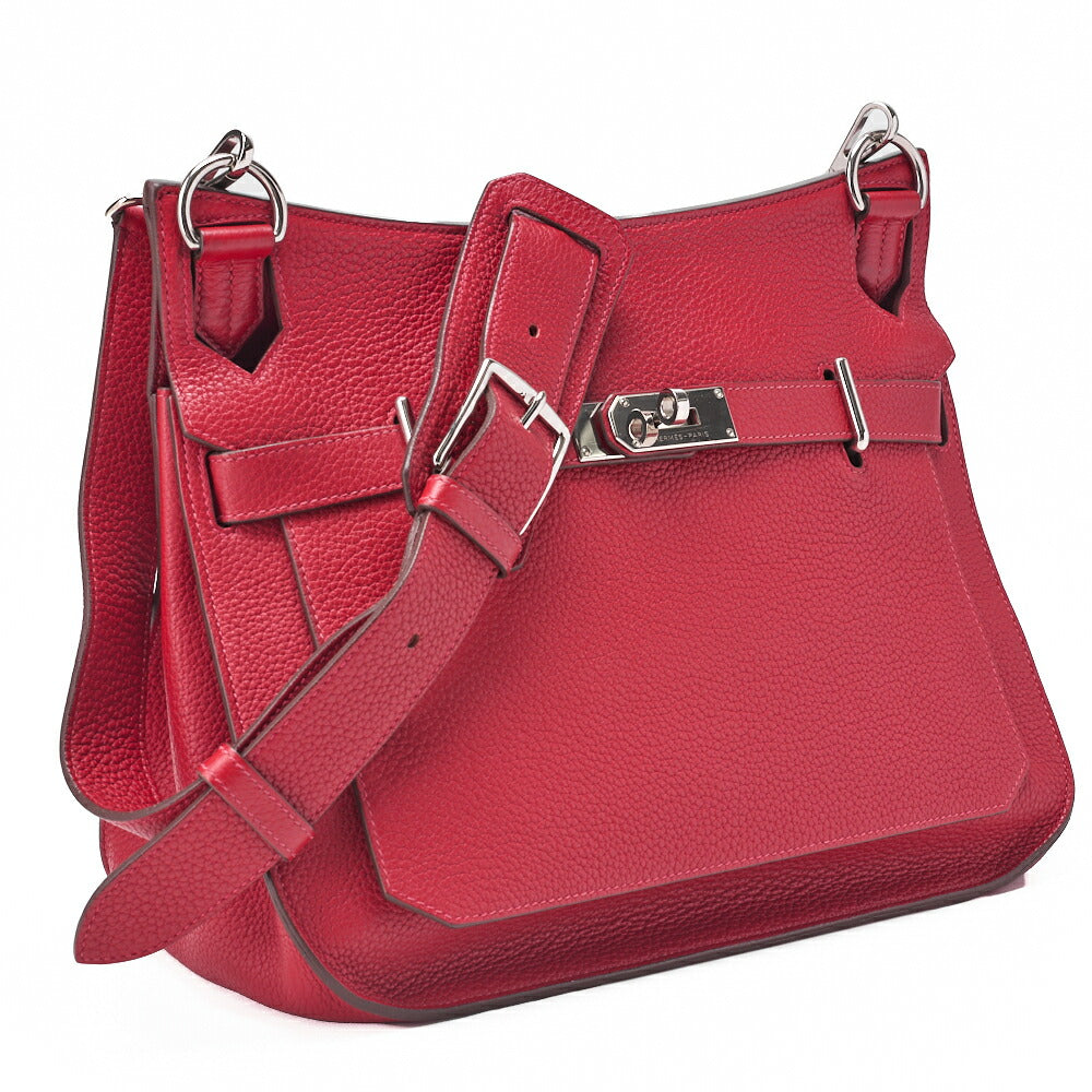 HERMES Gypsiere 34 Shoulder Bag Tryon Clemence Rouge Casaque Silver-Tone Hardware Pre-Owned - Vintage La Charme