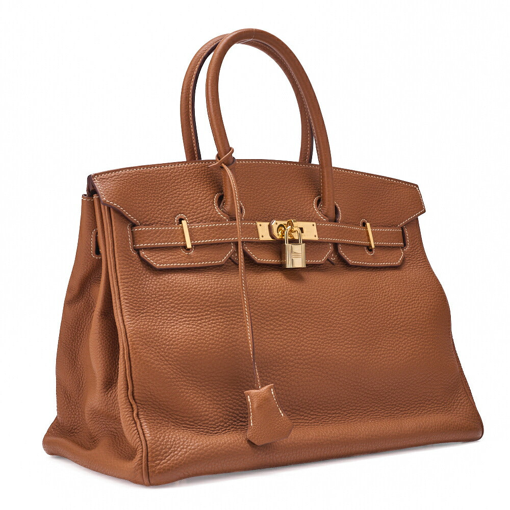 HERMES Birkin 35 Handbag Togo Gold Gold-Tone Hardware Pre-Owned - Vintage La Charme