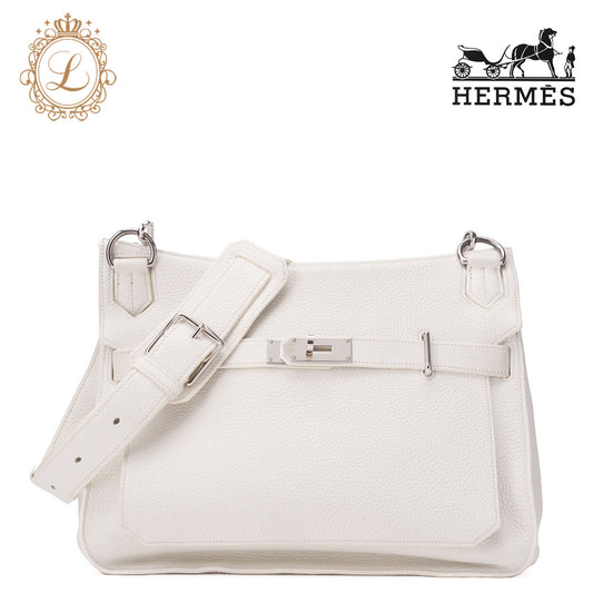 HERMES Gypsiere 34 Shoulder Bag Tryon Clemence White Silver-Tone Hardware Pre-Owned - Vintage La Charme