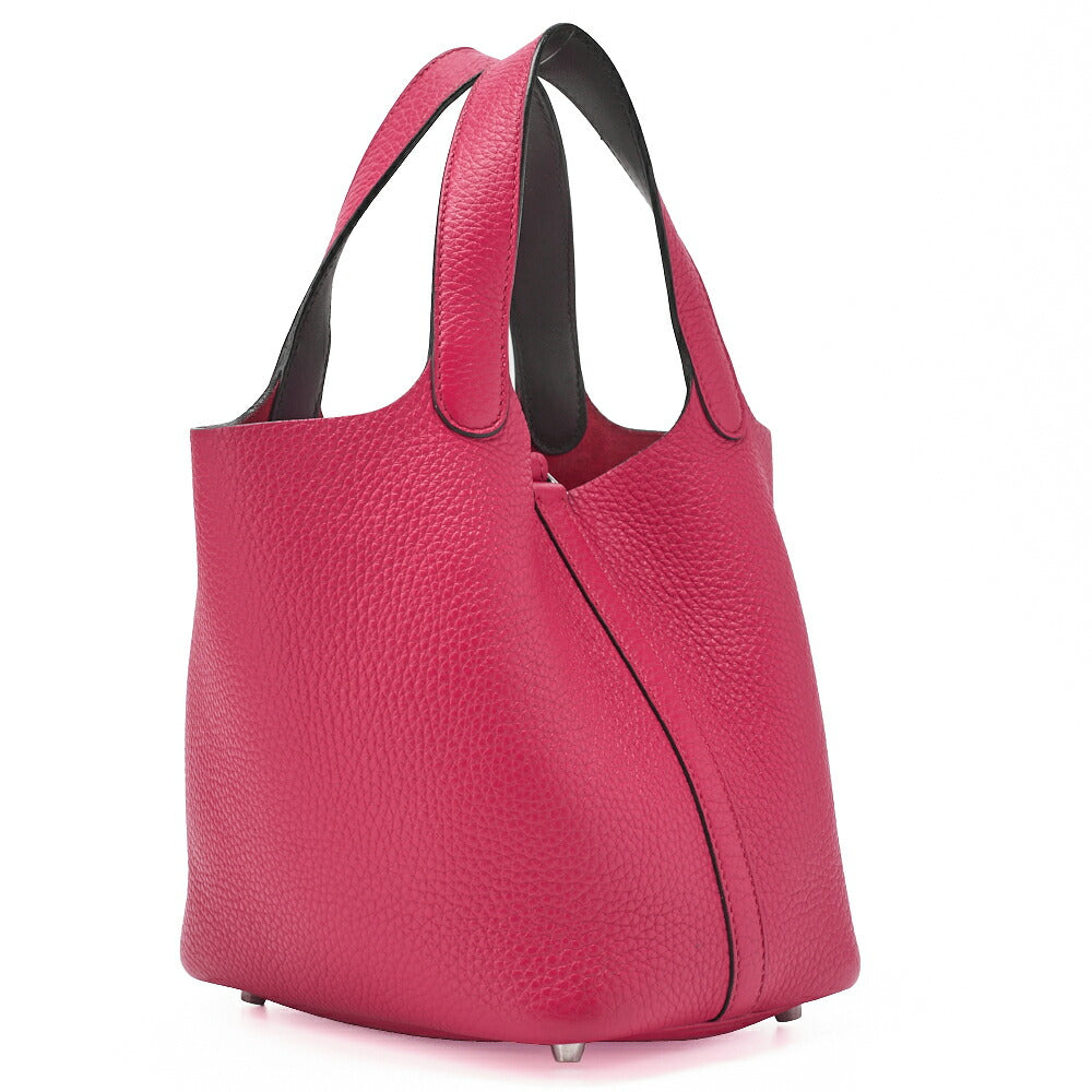 HERMES Picotin Lock PM Handbag Tryon Clemence Framboise Rouge, Silver-Tone Hardware, Pre-Owned - Vintage La Charme