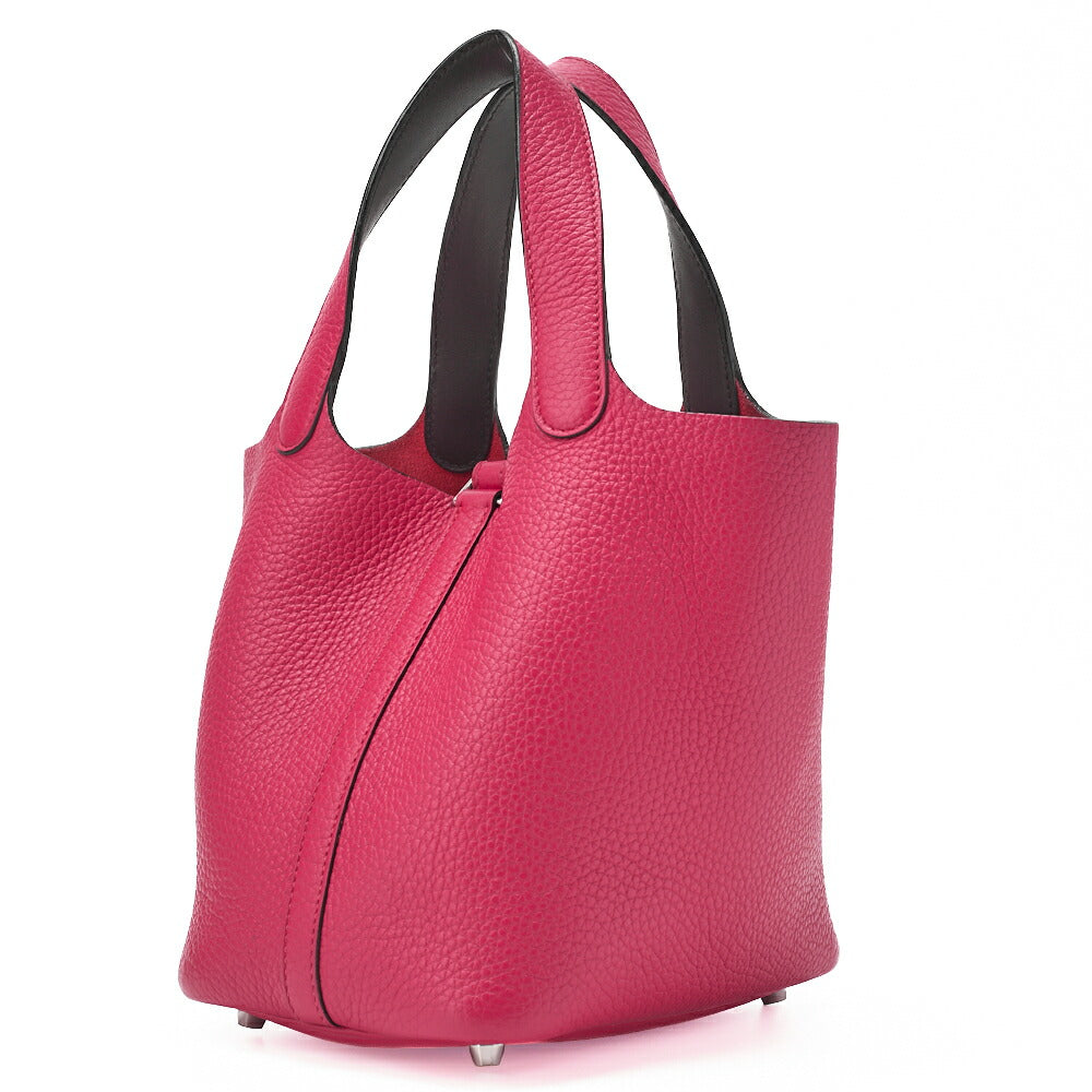 HERMES Picotin Lock PM Handbag Tryon Clemence Framboise Rouge, Silver-Tone Hardware, Pre-Owned - Vintage La Charme