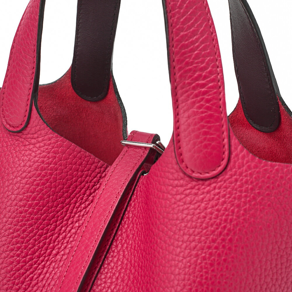 HERMES Picotin Lock PM Handbag Tryon Clemence Framboise Rouge, Silver-Tone Hardware, Pre-Owned - Vintage La Charme