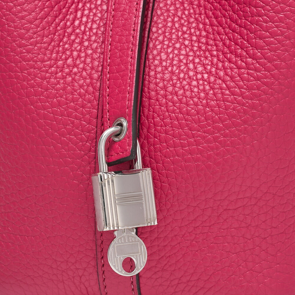 HERMES Picotin Lock PM Handbag Tryon Clemence Framboise Rouge, Silver-Tone Hardware, Pre-Owned - Vintage La Charme