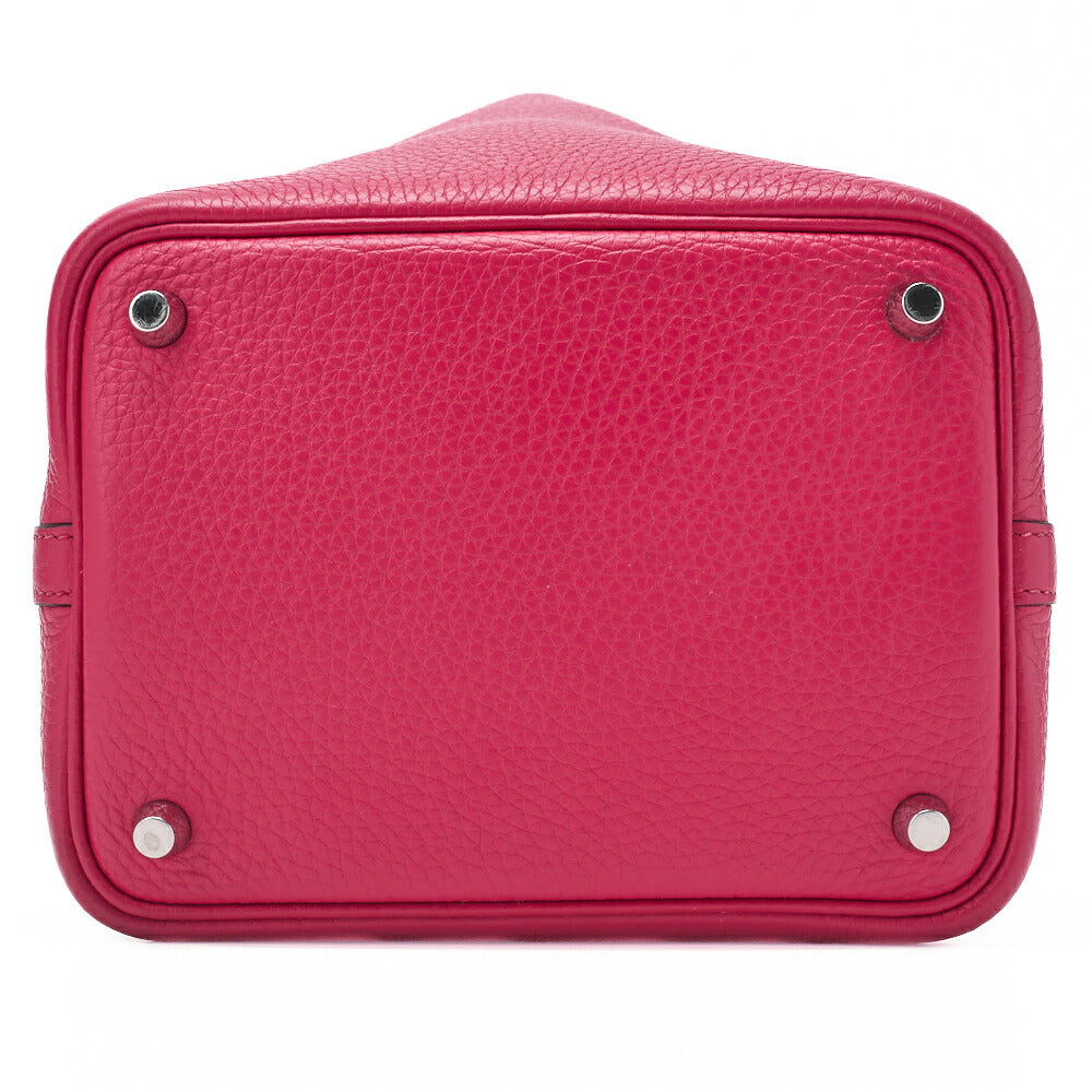 HERMES Picotin Lock PM Handbag Tryon Clemence Framboise Rouge, Silver-Tone Hardware, Pre-Owned - Vintage La Charme