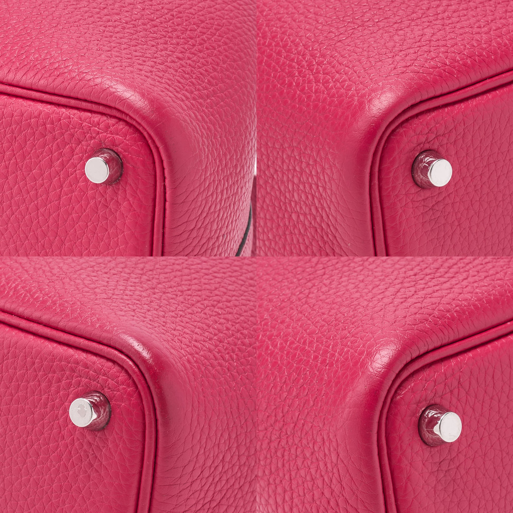 HERMES Picotin Lock PM Handbag Tryon Clemence Framboise Rouge, Silver-Tone Hardware, Pre-Owned - Vintage La Charme