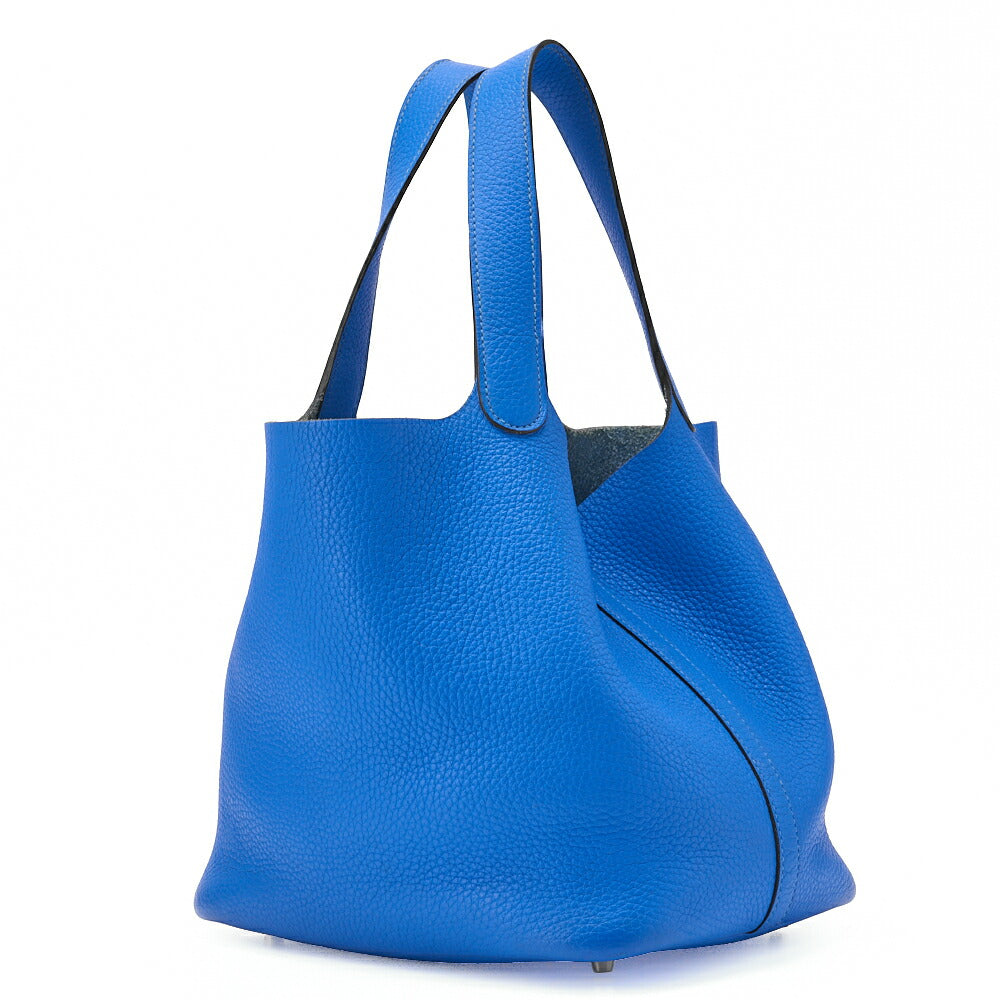 HERMES Picotin Rock MM Handbag Tryon Clemence Blue Hydra Silver-Tone Hardware Pre-Owned - Vintage La Charme