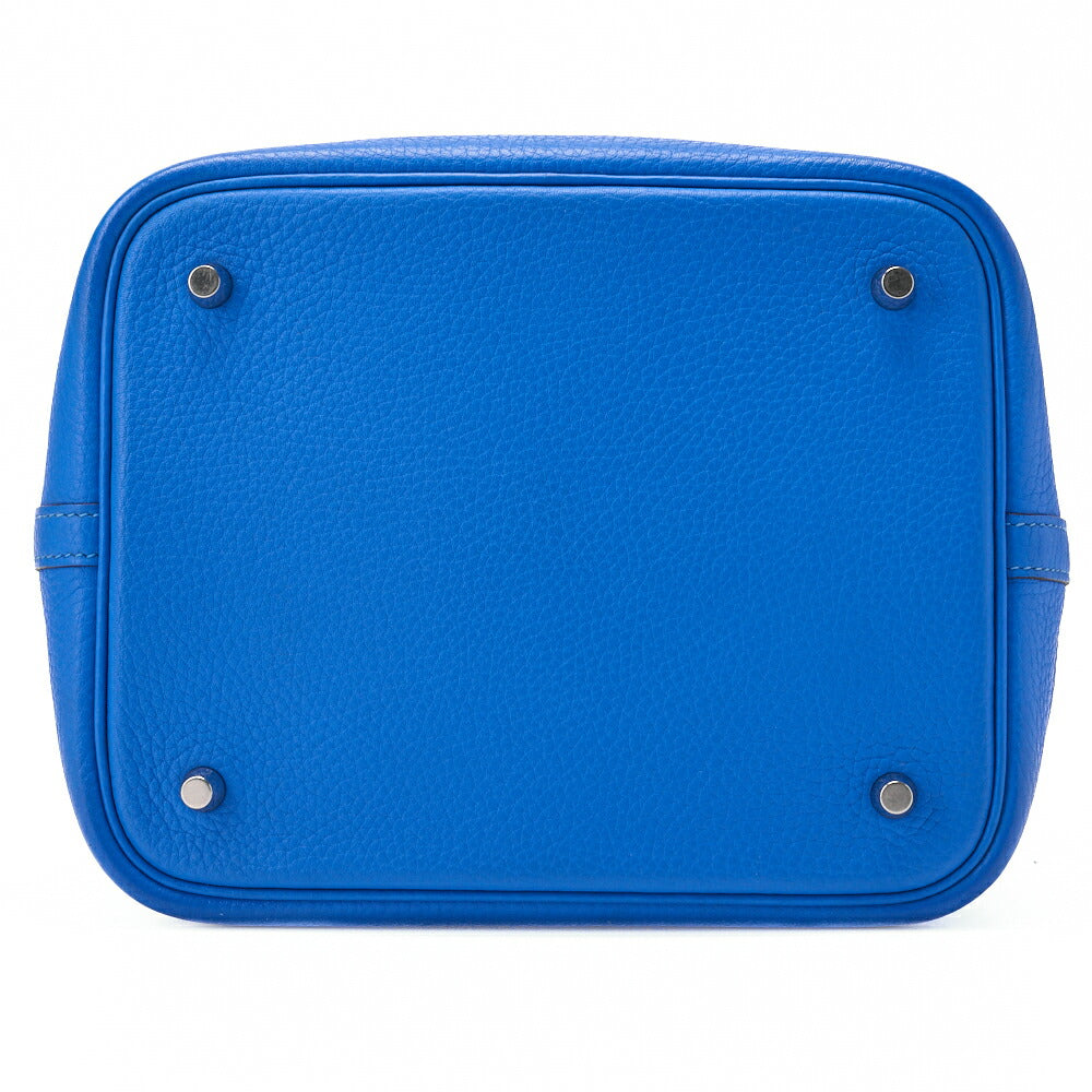 HERMES Picotin Rock MM Handbag Tryon Clemence Blue Hydra Silver-Tone Hardware Pre-Owned - Vintage La Charme