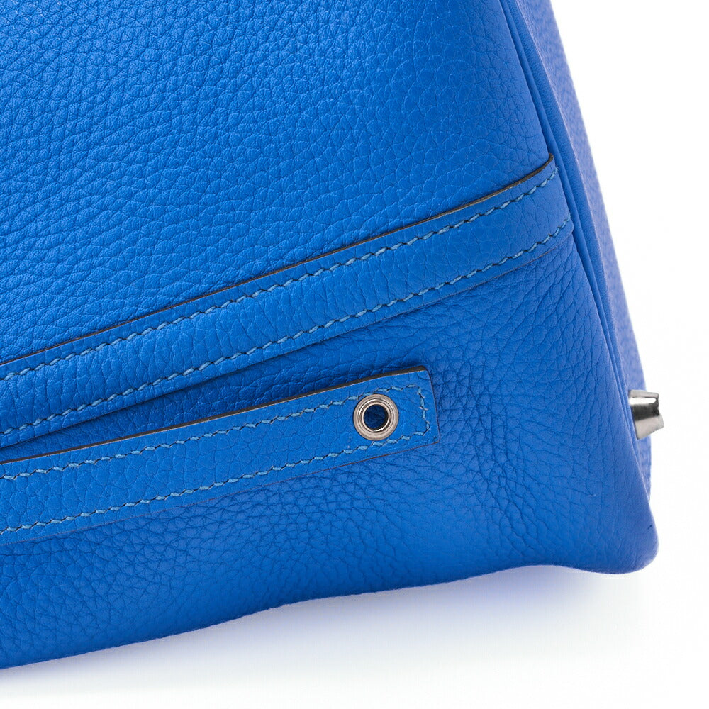 HERMES Picotin Rock MM Handbag Tryon Clemence Blue Hydra Silver-Tone Hardware Pre-Owned - Vintage La Charme