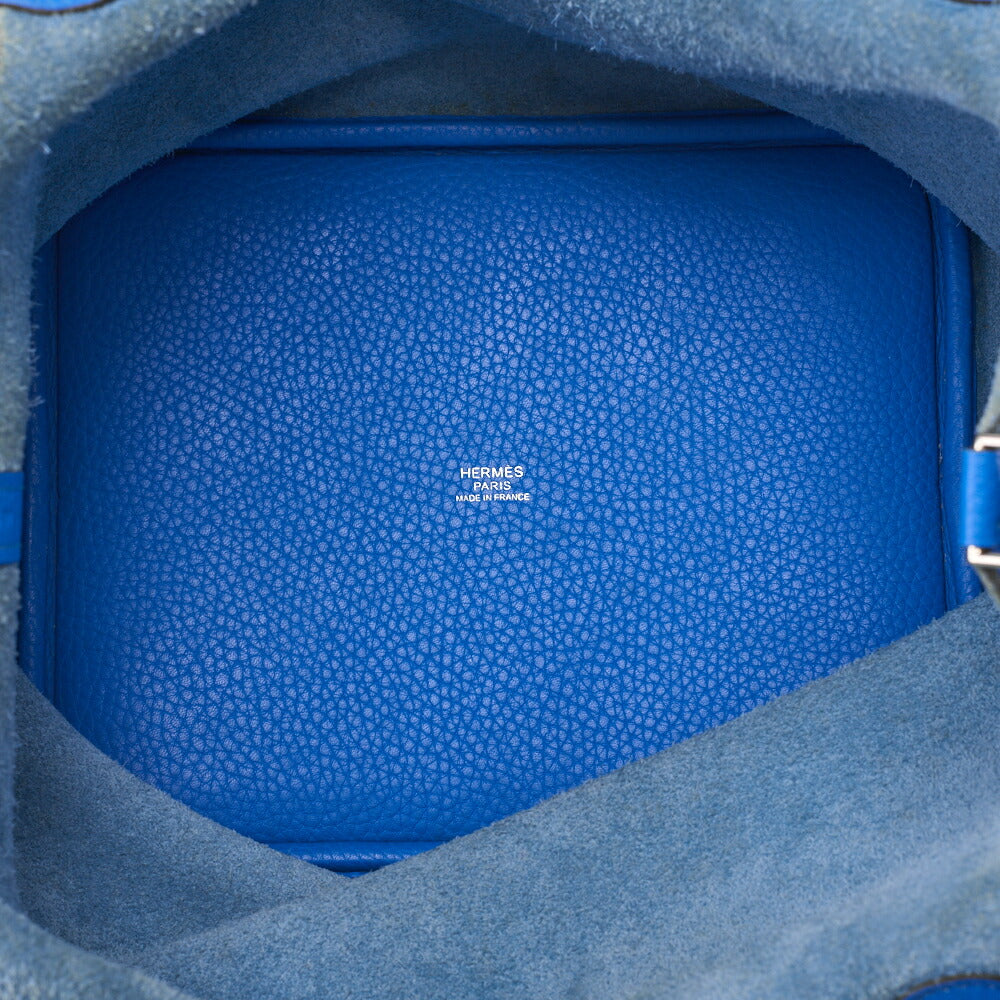 HERMES Picotin Rock MM Handbag Tryon Clemence Blue Hydra Silver-Tone Hardware Pre-Owned - Vintage La Charme