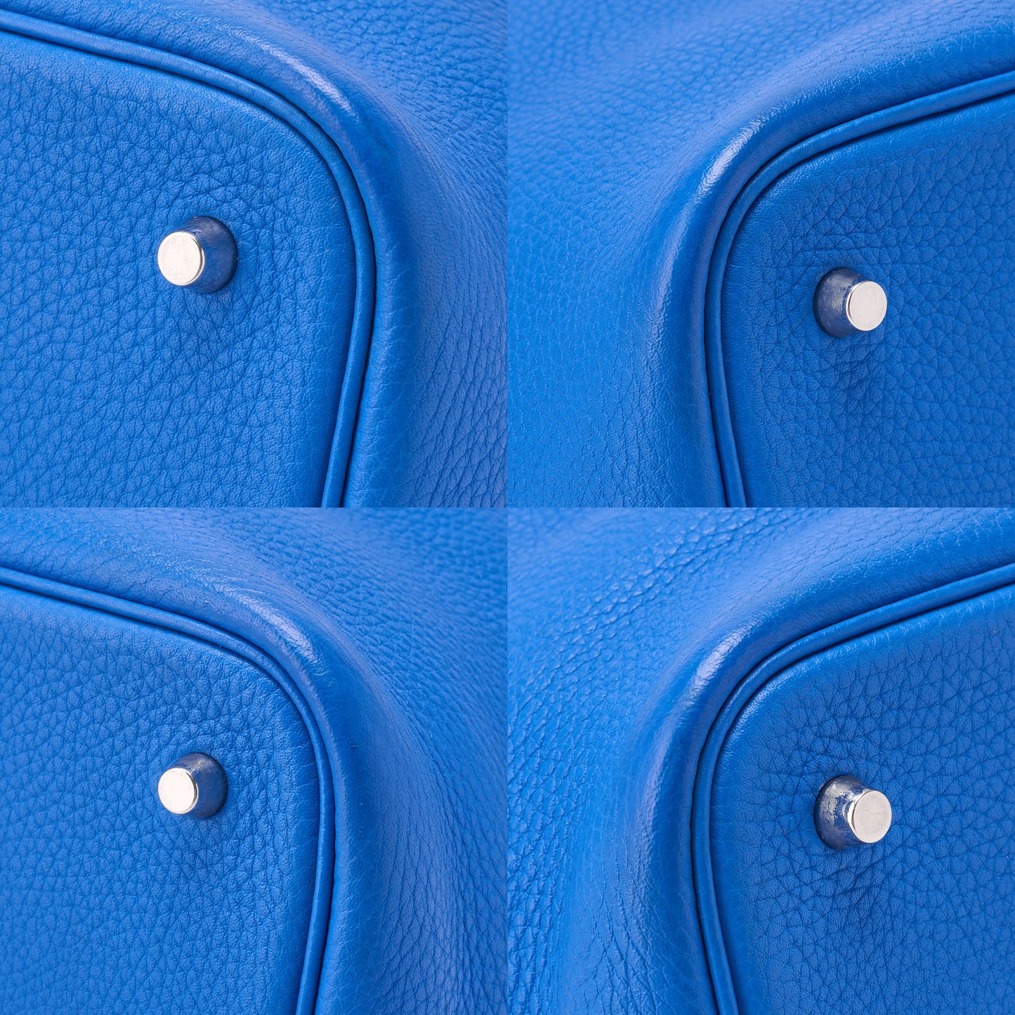 HERMES Picotin Rock MM Handbag Tryon Clemence Blue Hydra Silver-Tone Hardware Pre-Owned - Vintage La Charme