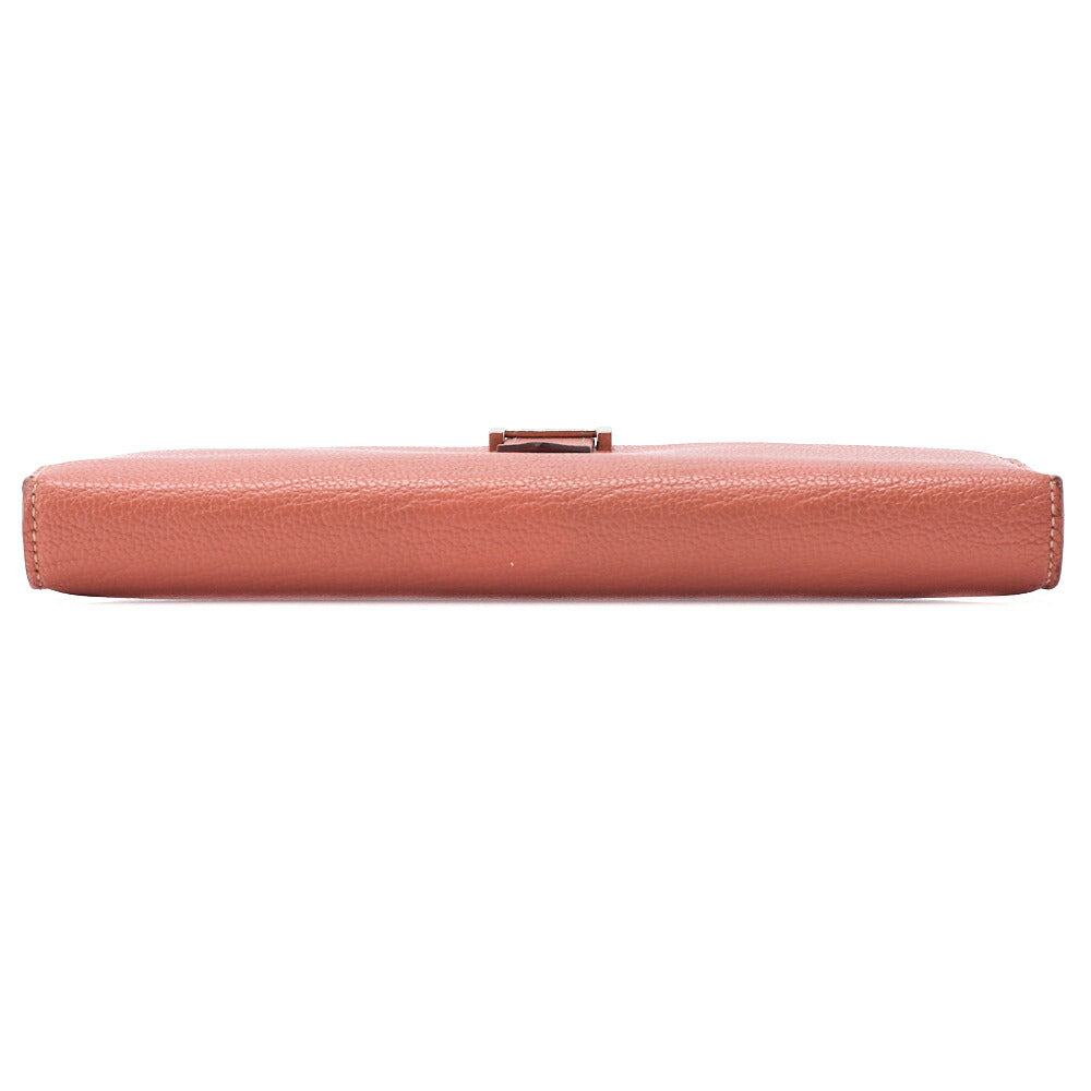 HERMES Bearn Soufflet Bi-fold Long Wallet Chèvre Crevette Silver-Tone Hardware Pre-Owned - Vintage La Charme