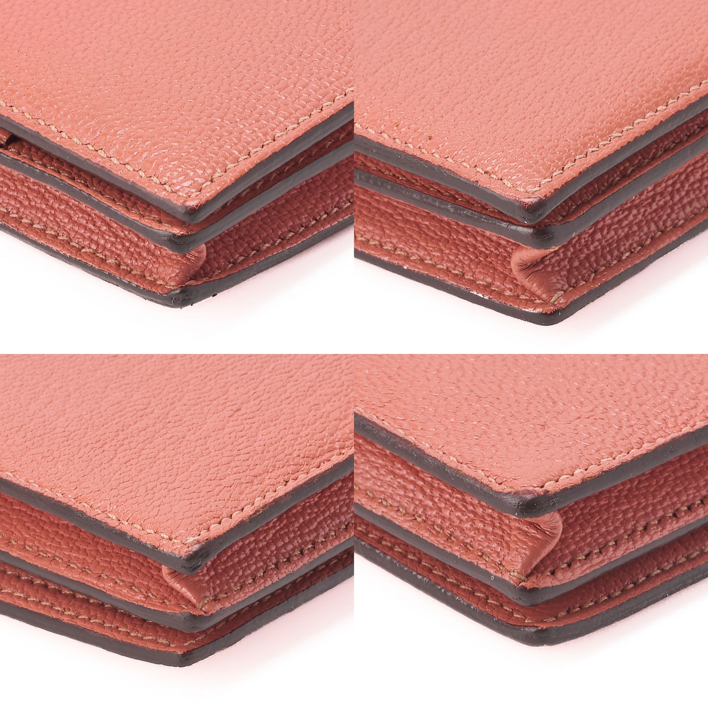 HERMES Bearn Soufflet Bi-fold Long Wallet Chèvre Crevette Silver-Tone Hardware Pre-Owned - Vintage La Charme