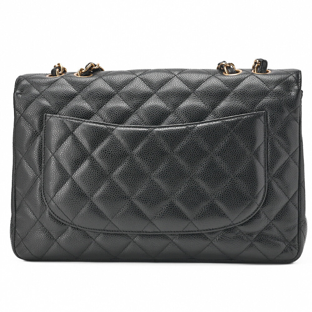 CHANEL Chain Shoulder Bag Deca Matelasse Caviar Skin Black Gold-Tone Hardware Pre-Owned - Vintage La Charme