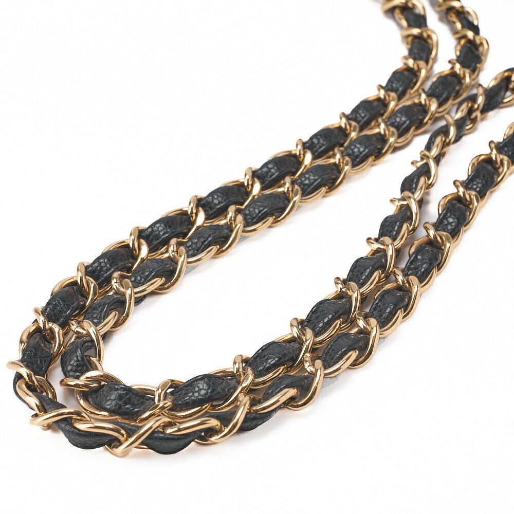 CHANEL Chain Shoulder Bag Deca Matelasse Caviar Skin Black Gold-Tone Hardware Pre-Owned - Vintage La Charme