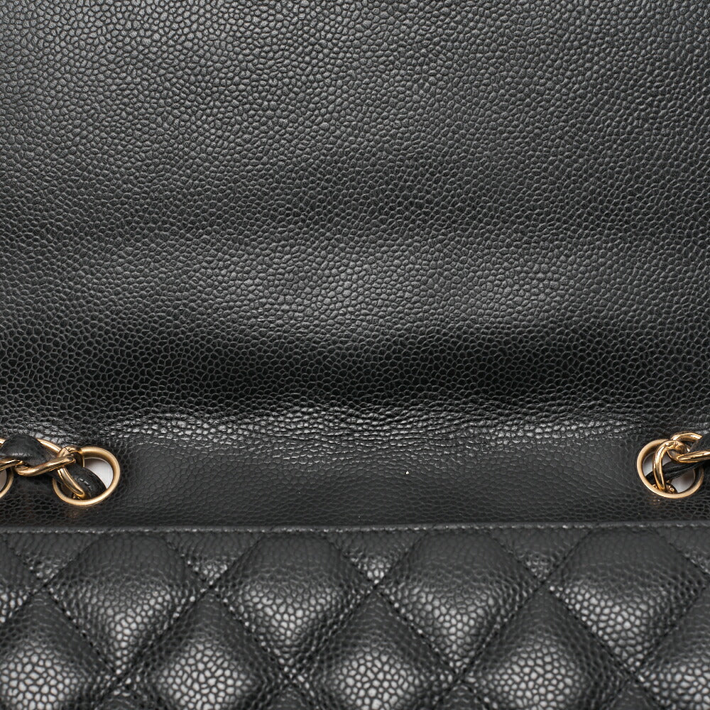 CHANEL Chain Shoulder Bag Deca Matelasse Caviar Skin Black Gold-Tone Hardware Pre-Owned - Vintage La Charme