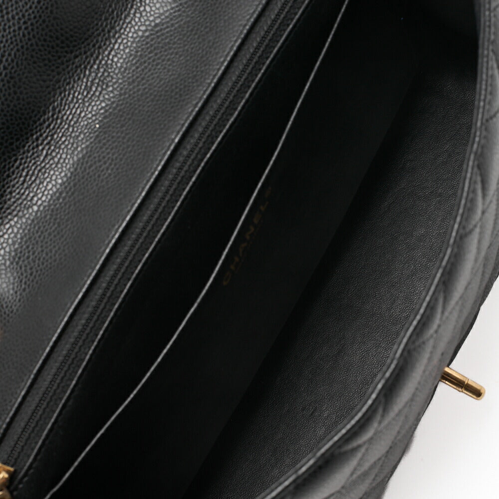 CHANEL Chain Shoulder Bag Deca Matelasse Caviar Skin Black Gold-Tone Hardware Pre-Owned - Vintage La Charme