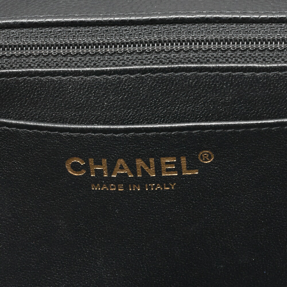 CHANEL Chain Shoulder Bag Deca Matelasse Caviar Skin Black Gold-Tone Hardware Pre-Owned - Vintage La Charme