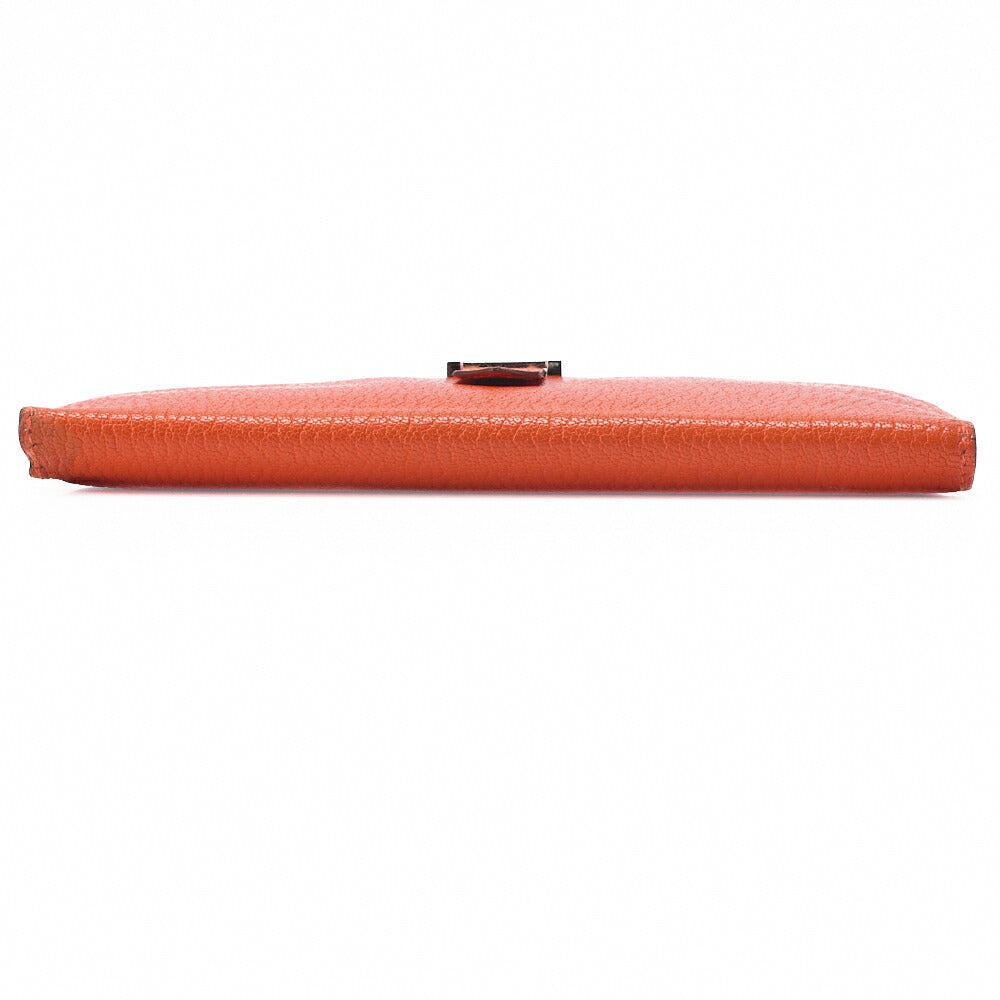 HERMES Bairn Classic Bi-Fold Long Wallet, Chèvre, Orange, Silver-Tone Hardware, Pre-Owned - Vintage La Charme