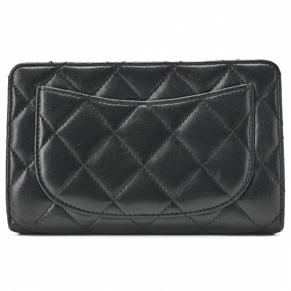 CHANEL Bi-Fold Wallet Matelasse Lambskin Black Silver-Tone Hardware Pre-Owned - Vintage La Charme